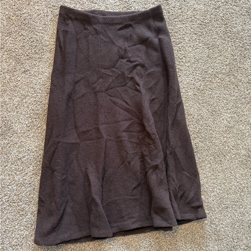 Ralph Lauren Dark Brown A-Line Knit Skirt 100% Lambswool